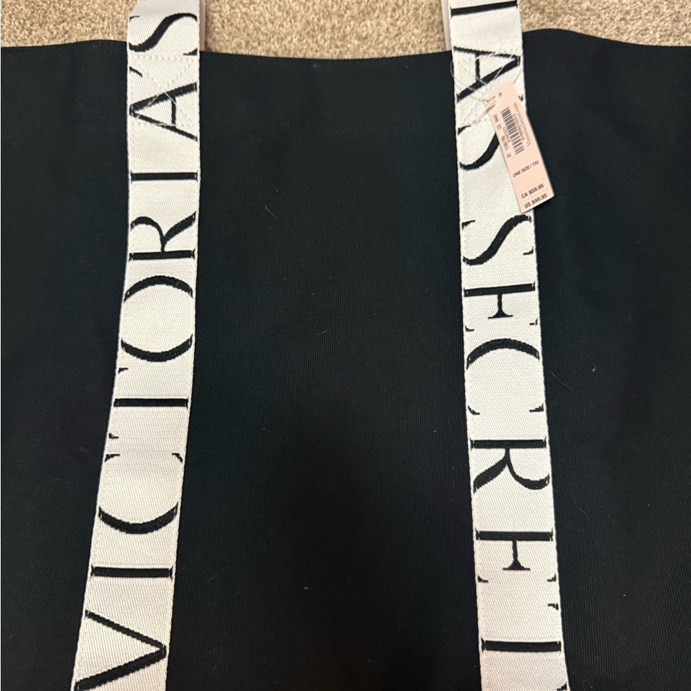 Victoria's Secret Black Tote with White Straps - Picture 3 of 4